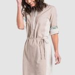 Kuhl  Kiley Shirt Dress Organic Cotton Blend Size Medium Birch/Plaid Trim Photo 0