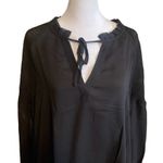 Ellen Tracy  Black Raglan Sleeve Smocked Trim Blouse Size Medium NWT Photo 2