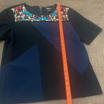 DKNY  Blue & Black Embellished Structured Colorblock Top size medium Photo 5