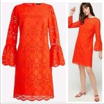 J.Crew  Bell-sleeve Dress Embroidered Eyelet in Brillant Sunset, Size 00, NWT Photo 15