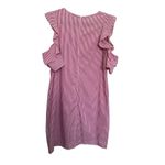 J. McLaughlin Cap Ruffle Cold Shoulder Crew Neck Dress XL Red White Striped Pink Photo 3