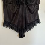 Vintage Elissia Black V Neck Lace Nightie Romper Bodysuit Size Medium Photo 3