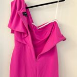 Betsy and Adam  One-Shoulder Ruffle Sheath Dress Hot Pink Size 12 Photo 10