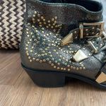 Lemare Italy Leather Ankle Cowboy Boots Metallic Green Gold 36 6 Photo 5