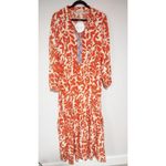 Rustty Dusty Printed Notched Long Sleeve Maxi‎ Dress Size 1XL Orange Photo 7