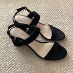 Bar III NEW Suede Block Heel Sandals High Heeled Shoes 8.5 Black Minimal NWOB Photo 0