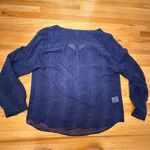 Joie  Navy 100% Silk‎ Blouse Large | Sheer Snakeskin Print Long Sleeve Top Photo 3