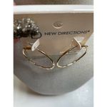 NWT New Direction Slightly Twisted‎ / Hammered Gold Casual Hoop Earrings Photo 4