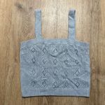 Pink Rose | Baby Blue Daisy Floral Crochet Knit Crop Top Tank Sweater, Size XS Photo 1