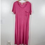 Chico's  Maxi‎ Dress Women's Size 3 Pink Short Sleeve Casual Pocket Cotton Blend Photo 3