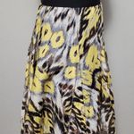 Karen Kane  Yellow Gray Ikat Flare Silk Blend Mini Skirt Size Small Photo 3
