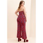 Hutch  Velvet Check Bright Colored Wide Leg Strapless Jumpsuit Size 16W Photo 1