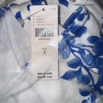 Maeve x Anthropologie Square-Neck Peplum Blue and White Fitted Crop Tank Top Photo 3