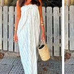 ZARA  Striped Black & White Strapless Knotted Linen Blend Midi Dress(Size Medium) Photo 1