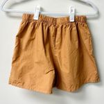 DONNI. Cotton Poplin Pull On Elastic Waist The Pop Boxers Short Camel Women's XS Brown Photo 5