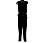 Modcloth  Small Ruffled V-Neck Velvet Black Jumpsuit Photo 3