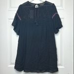 entrance Boutique Dress Embroidered Floral Short Sleeve‎ Boho Bohemian small Black Photo 2