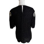 Laurence Kazar Black Beaded & Sequin Top | Silver & Gold Detail | Size M Photo 5