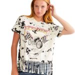 Affliction  American Customs Moto Flag Women’s White T-Shirt Size Small Photo 0