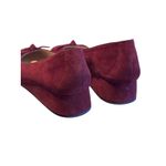 Burgundy Suede Ballet Flats with Bow Detail Elegant Luxury 7 leather sole Red Photo 1