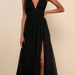 Lulus NWOT  Heavenly Hues Black Maxi Dress Bridesmaid Wedding Banquet Formal XS Photo 0