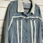 Davi & Dani  Sherpa Trim Denim Jean Jacket Size Large Photo 8