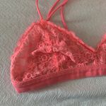 Victoria's Secret Women’s Medium VICTORIA’S SECRET Neon Pink Coral Lace Strappy Bralette Bra Photo 1