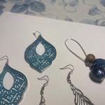 Women’s Lot Of 3 Silver Tone / Blue Dangle Costume Earrings Pierced Beaded Mix Photo 4