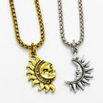 Boho Sun and Moon Friendship Necklaces Gold Photo 0