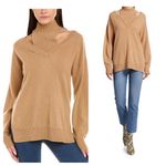Naadam Cashmere Cutout Turtleneck Sweater Medium Tan Cozy Relaxed Oversized Photo 1