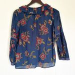 Madewell  x Warm Ruffle-Collar Top Blue Floral XSmall Photo 6