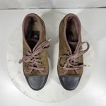 No Parking Oxford Heels Womens 8.5 Green Suede Lace up Utility Chunky Platform Photo 7