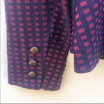 Modcloth Womens small Navy & Maroon Grid Print Bow Back dressy Casual blazer Photo 6