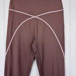 Aerie  Offline Goals 7/8 Hi-rise Leggings Brown Pink Stitching M Workout Yoga Photo 1