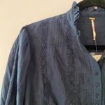 Free People NWT  Best of Me Navy Blue Eyelet Blouse Boho Cotton Women's size XS Photo 4