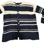 Pink Rose blue white striped open shrug knit cardigan lace up detail down back S Photo 10