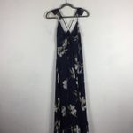 Lulus All Mine Navy Blue Floral Print Ruffle Chiffon Wrap Maxi Dress XS Photo 13