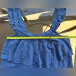 American Eagle  Tiered Ruffle Sleeveless Buttoned Top in Blue Size Medium NWT Photo 2