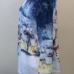 Erika  winter scene snowman cottage sequined long sleeve top Photo 4