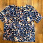 Mcginn Floral Blue and Pink Women's Top small cut outs edgy‎ business casual Photo 0