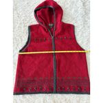 Woolrich Vintage  Womens Hooded Sweater Vest Fair Isle Knit Red XL Lambswool Photo 6