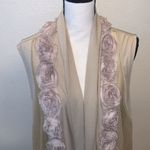 Awake  Couture beige boho rose flowers lace asymmetrical open cardigan Photo 1
