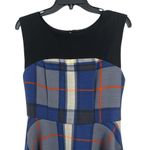 Eva Franco Plaid Sleeveless Flare Skirt Dress Size 8 Grey Black Blue Photo 1