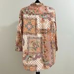 Johnny Was NWOT  cotton Multicolor Floral Tunic Top Button-Down Shirt Blouse Sz M Photo 8