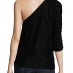 Joie  Wayman 1 Shoulder Black Velvet Top Asymmetric Photo 3