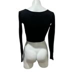 Dreamers Women's Black V-Neck Long Sleeve Crop Top Size S Casual Fall Photo 4