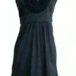 BCBGMAXAZRIA BCBGMaxaria Black A Line Cocktail Dress With Neckline Detail Photo 0