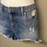 Paige Blue Jean Shorts Distressed Frayed Hem Photo 3