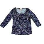 Michael Kors Michael‎ Kors Purple 3/4 Sleeve Italian Paisley Blouse MEDIUM Normcore Academia Photo 2