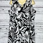 Denim & Co . Size L Black & White Tropical Floral Print Knit Maxi Tank Dress Photo 1